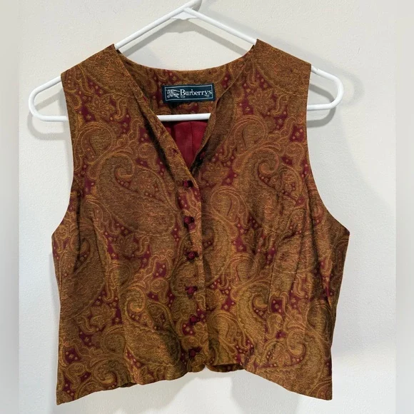 Vintage Burberry Paisley Vest. Size medium - Picture 2 of 7